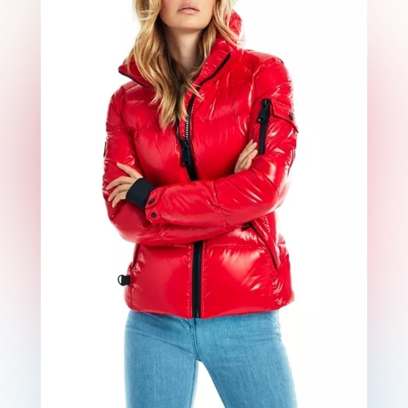 SAM. Freestyle Down Puffer Bomber Jacket In Candy Red Size XS - Picture 2 of 12